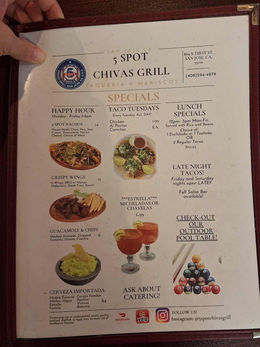 5 Spot Chivas Grill Menu - Image 2